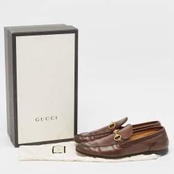 Gucci Brown Leather Jordaan Loafers Size 41