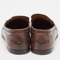 Gucci Brown Leather Jordaan Loafers Size 41