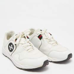 Gucci White Leather Interlocking G Lace Up Sneakers Size 41