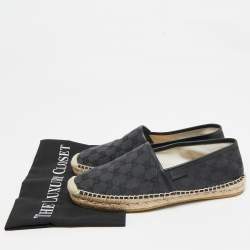 Gucci Black GG Canvas and Leather Espadrilles Flats Size 40.5