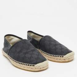 Gucci Black GG Canvas and Leather Espadrilles Flats Size 40.5