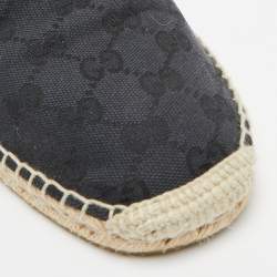 Gucci Black GG Canvas and Leather Espadrilles Flats Size 40.5