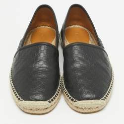 Gucci Black Microguccissima Leather Espadrille Flats Size 41.5