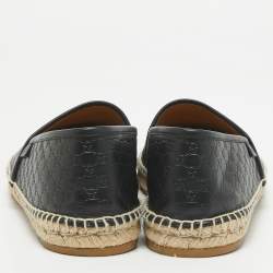 Gucci Black Microguccissima Leather Espadrille Flats Size 41.5