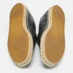 Gucci Black Microguccissima Leather Espadrille Flats Size 41.5