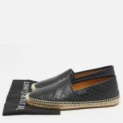 Gucci Black Microguccissima Leather Espadrille Flats Size 41.5