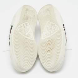 Gucci White Leather and Snakeskin Embossed Leather Ace Lace Up Sneakers Size 43.5