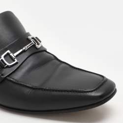 Gucci Black Leather Horsebit Loafers Size 42
