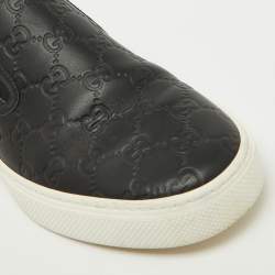 Gucci Black Guccissima Leather Slip On Sneakers Size 41.5