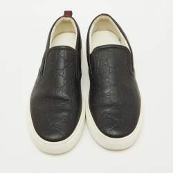 Gucci Black Guccissima Leather Slip On Sneakers Size 41.5