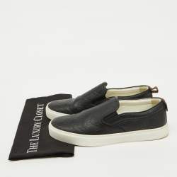 Gucci Black Guccissima Leather Slip On Sneakers Size 41.5