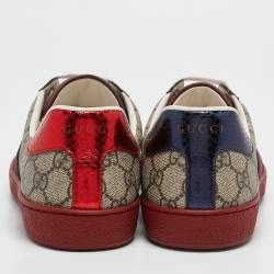 Gucci Beige/Brown GG Supreme Canvas Web Ace Sneakers Size 43