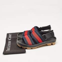 Gucci Tricolor Leather and Canvas Rimini Slingback Sandals Size 40.5