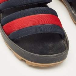 Gucci Tricolor Leather and Canvas Rimini Slingback Sandals Size 40.5
