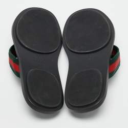 Gucci Black Leather GG Web Thong Flat Slides Size 43.5