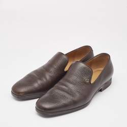 Gucci Brown Leather Slip On Loafers Size 40.5