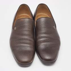 Gucci Brown Leather Slip On Loafers Size 40.5