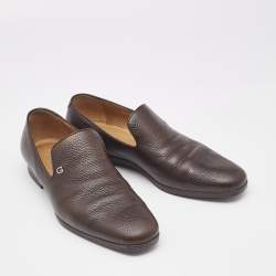 Gucci Brown Leather Slip On Loafers Size 40.5