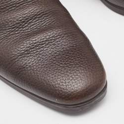 Gucci Brown Leather Slip On Loafers Size 40.5