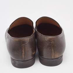 Gucci Brown Leather Slip On Loafers Size 40.5