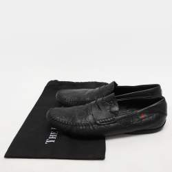 Gucci Black Guccissima Leather Loafers Size 45