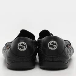 Gucci Black Guccissima Leather Loafers Size 45