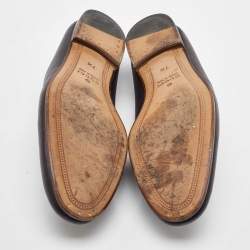 Gucci Dark Brown Leather Brixton Wolf Applique Horsebit Loafers Size 41.5
