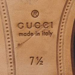 Gucci Dark Brown Leather Brixton Wolf Applique Horsebit Loafers Size 41.5