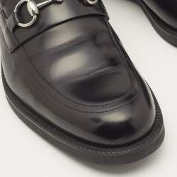 Pre Owned Gucci Black Leather Horsebit Loafers Size 44