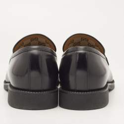 Pre Owned Gucci Black Leather Horsebit Loafers Size 44