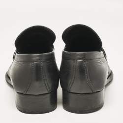 Gucci Black Leather Interlocking G Loafers Size 42