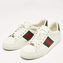 Gucci White Leather Web Ace Sneakers Size 43.5