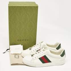Gucci White Leather Web Ace Sneakers Size 43.5