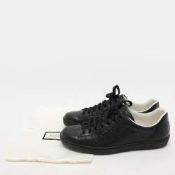 Gucci Black Perforated GG Embossed Leather Ace Low Top Sneakers Size 42