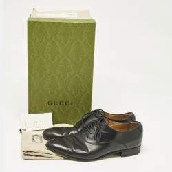 Gucci Black Leather Double G Oxfords Size 43