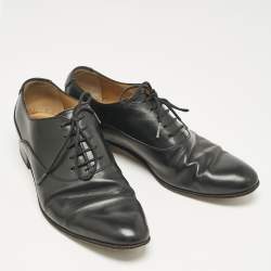Gucci Black Leather Double G Oxfords Size 43