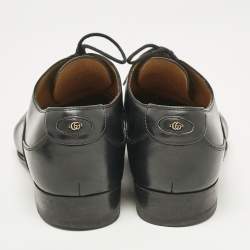 Gucci Black Leather Double G Oxfords Size 43
