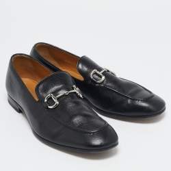 Pre Owned Gucci Black Leather Horsebit Donnie Loafers Size 43