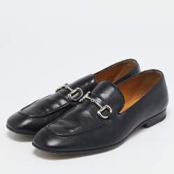 Pre Owned Gucci Black Leather Horsebit Donnie Loafers Size 43