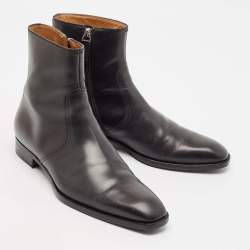 Gucci Black Leather Ankle Length Boots Size 43.5