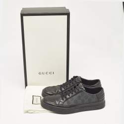 Gucci Black GG Supreme Canvas and Leather Low Top Sneakers Size 40.5