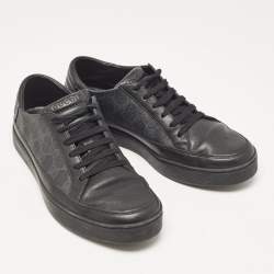 Gucci Black GG Supreme Canvas and Leather Low Top Sneakers Size 40.5