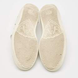Gucci White Leather and Python Embossed Embroidered Snake Ace Sneakers Size 41