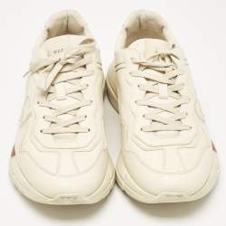 Gucci Cream Leather Rhyton Lace Up Sneakers Size 44