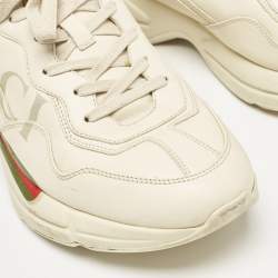Gucci Cream Leather Rhyton Lace Up Sneakers Size 44