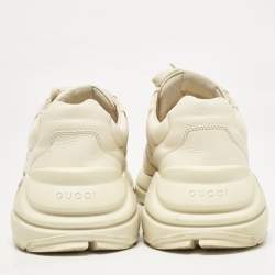 Gucci Cream Leather Rhyton Lace Up Sneakers Size 44