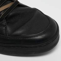 Gucci Black/Beige Leather and GG Supreme Canvas Low Top Sneakers Size 41