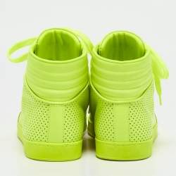 Gucci Neon Green Leather High-Top Sneakers Size 42.5