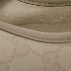 Pre Owned Gucci Off-White Leather And GG Canvas Low Top Sneakers Size 42
