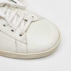 Gucci White Leather Embroidered Bee Web Ace Low Top Sneakers Size 42